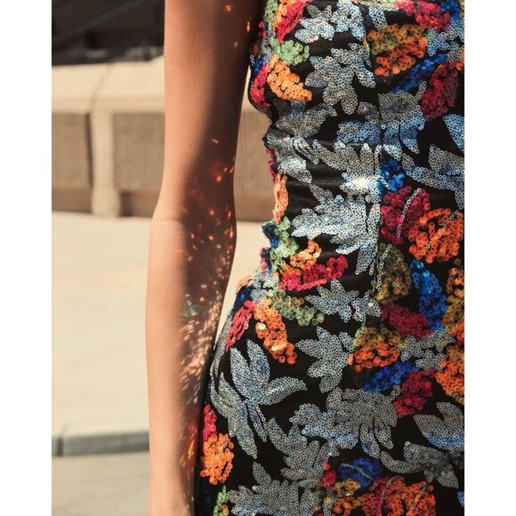 Mac Duggal Size 0 Black Floral 26867 Sequined Mini Cocktail Dress New - Picture 6 of 13